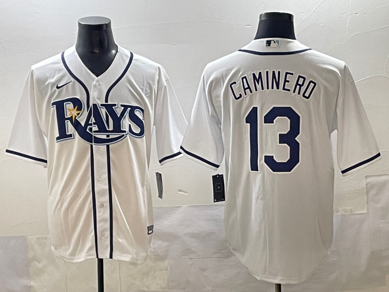 Men's Tampa Bay Rays Junior Caminero #13 White Home Jersey